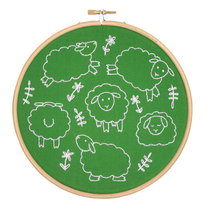 Hawthorn Handmade Leaping Lambs Printed Embroidery Kit
