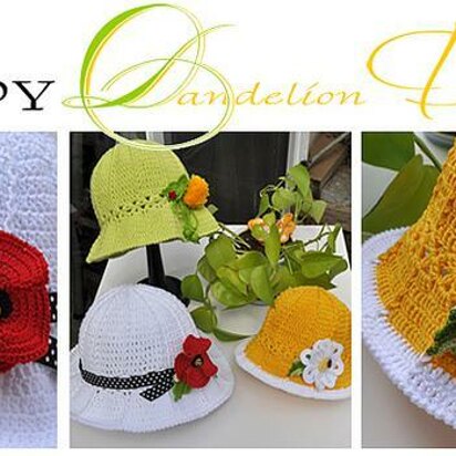 Garden Party. HAT & POPPY, DANDELION and DAISY Pins Headbands