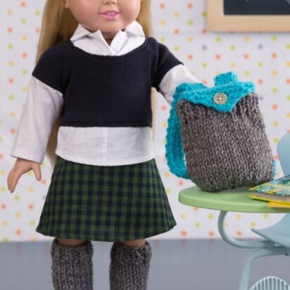 Dolls Day at School in Red Heart Super Saver Economy Solids - LW4332 - knitting pattern