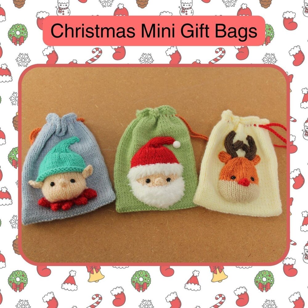 Christmas Mini Gift Bags Knitting pattern by Sachiyo Ishii