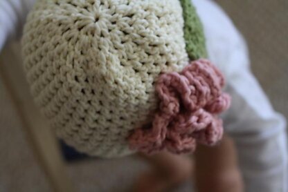 Crocheted Cap with Flower size Child to Adult