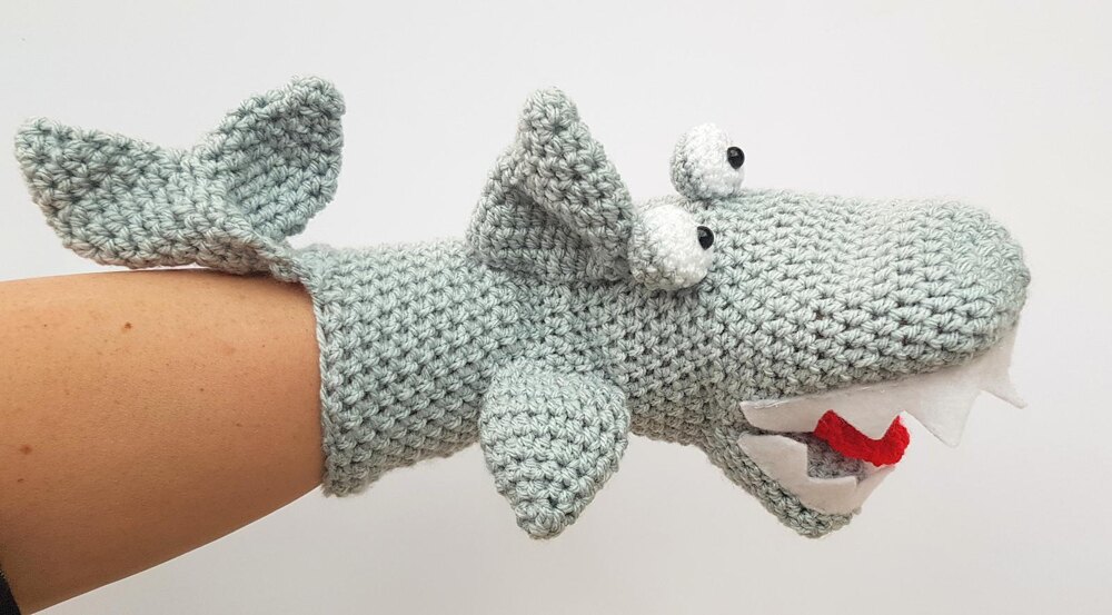 Shark Hand Puppet Crochet pattern by Donna Wilkins LoveCrafts