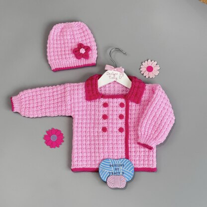 Izzy Double Breasted Baby Coat Knitting Pattern 18 inch chest size