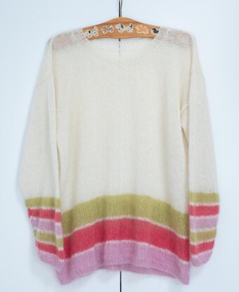 Green & Pink Mohair Sweater