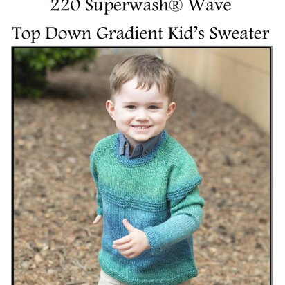 Top Down Gradient Kid's Sweater in Cascade 220 Superwash Wave - W719 - Downloadable PDF