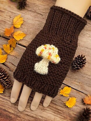 Mushroom Fingerless Gloves