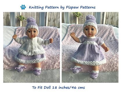 P109 Doll's Cardigan and Dress Set