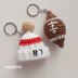 Football fan charm keychain crochet pattern, Rear view mirror car charm for swiftie, Red striped beanie hat 87, Taylor Travis love fan gift