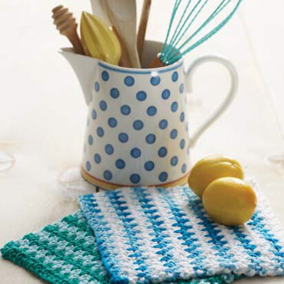 Crochet Basic Striped Dishcloth in Lily Sugar 'n Cream Solids - Downloadable PDF
