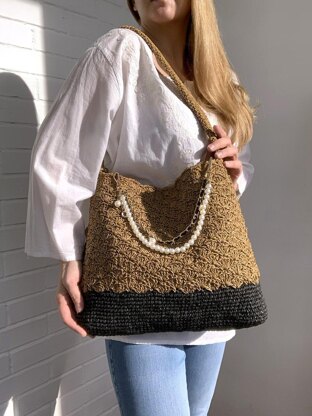 Two-Tone Raffia Hobo Bag Crochet Pattern