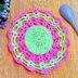 A Crochet Pink And Yellow coaster