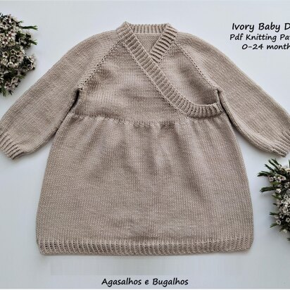 Ivory Baby Dress | 0-24 months - knitting pattern