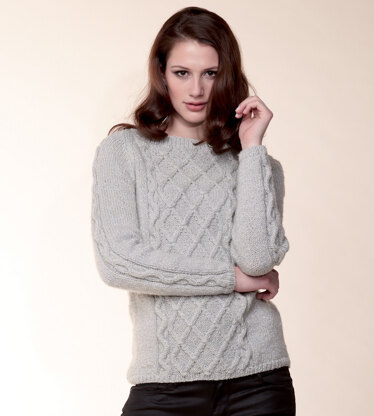 Trellis Patterned Raglan Sweater & Sweater with Collar in Rico Fashion Metallise Aran - 216 - Downloadable PDF