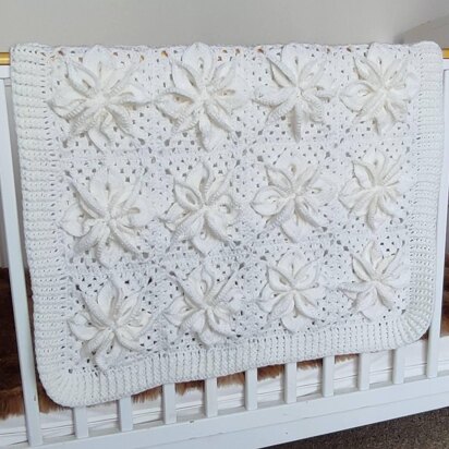 White Poinsettia Baby Afghan