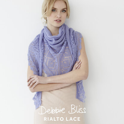 Lace Edged Shawl - Knitting Pattern For Women in Debbie Bliss Rialto Lace