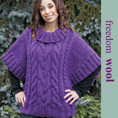 Cabled Poncho Sweater in Twilleys Freedom Wool - 9134