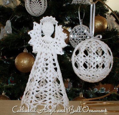 Cathedral Angel and Ball Ornament christmas