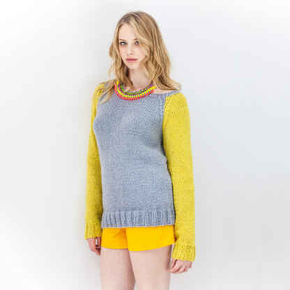 "Aimee Sweater" - Sweater Knitting Pattern For Women in Debbie Bliss Paloma