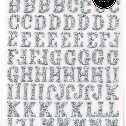 American Crafts Thickers Rockabye Alphabet Chipboard Silver Glitter (242 Piece)