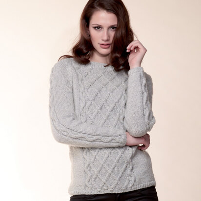 Trellis Patterned Raglan Sweater & Sweater with Collar in Rico Fashion Metallise Aran - 216 - Downloadable PDF