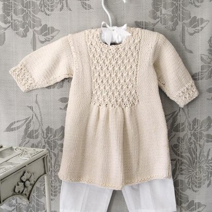 Baby girls dress with smocked front and back panel - P006 - knitting pattern