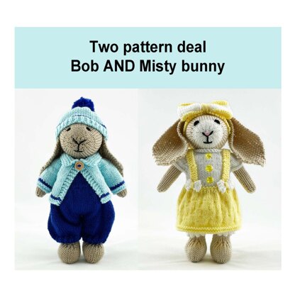 Bob & Misty bunny rabbit knitting pattern 19090