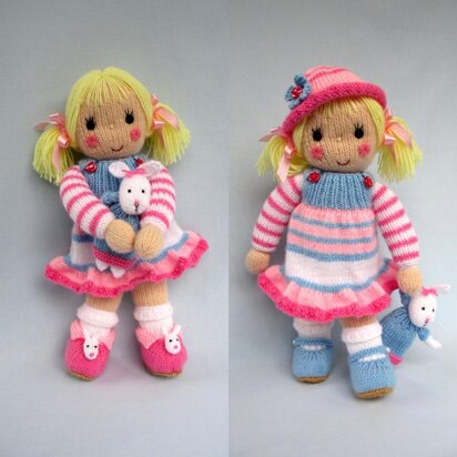 Betsy and her Bunny - Doll knitting pattern