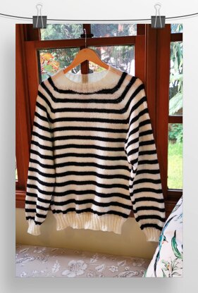 Stripe Vines Top Down Sweater - All sizes