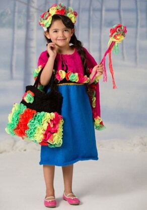 Flower Princess Dress & Cape in Red Heart Super Saver Economy Solids - LW4448
