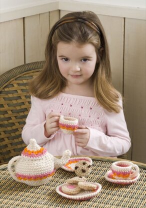 Tea and Cookies Party Set in Red Heart Super Saver Economy Solids - LW2474