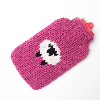 Pink Sheep Chunky Hot Water Bottle Cover