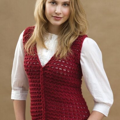 Crochet Loop-Cable Vest in Red Heart Soft - LW1604