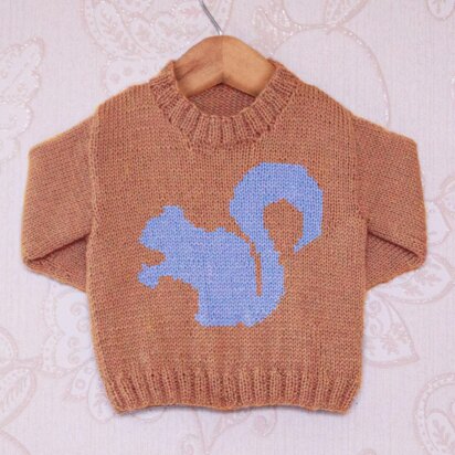 Intarsia - Squrriel Silhouette Chart - Childrens Sweater
