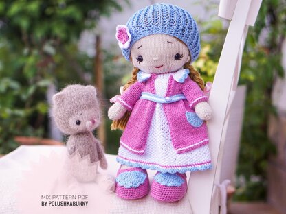 Mixed Knitting and Crochet Toy Clothes Pattern - Outfit "Mimi"