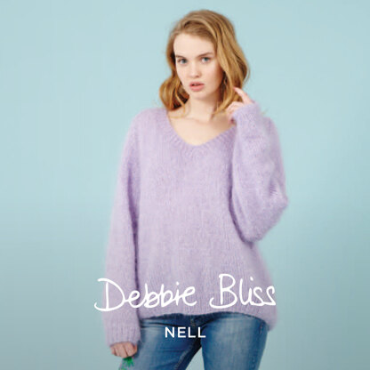 V Neck Sweater - Jumper Knitting Pattern For Women in Debbie Bliss Nell by Debbie Bliss