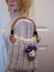 689P - Knitted Purse Handbag, Handles, Flower, and Leaf