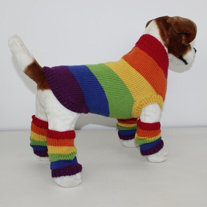 Rainbow Dog Coat and Legwarmers