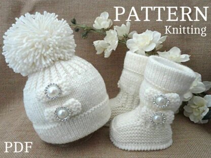 PATTERN Knitting Baby Shoes Baby Hat Baby Girl