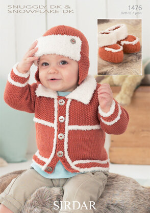 Boy's Cardigan, Helmet and Bootees in Sirdar Snuggly DK and Snuggly Snowflake DK - 1476 - Downloadable PDF