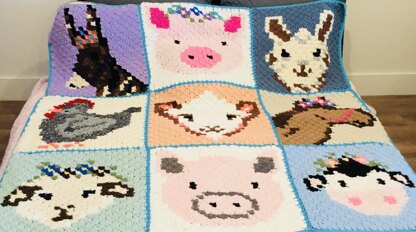 Sam the Lamb Sheep C2C Blanket Square