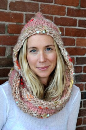 Hoodie Cowl in Knit Collage Gypsy Garden