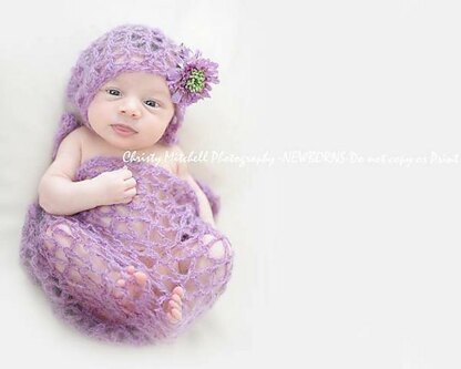 Mohair Bonnet & Wrap for Newborn