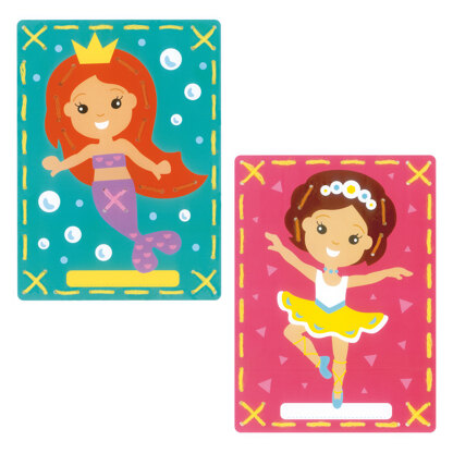 Vervaco Embroidery Kit: Printed Cards: Mermaid and Ballet: Set of 2 - 18.5 x 26cm