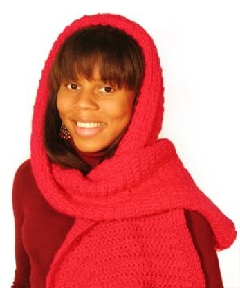 Little Red Riding Hood's Hooded Scarf in Lion Brand Wool-Ease