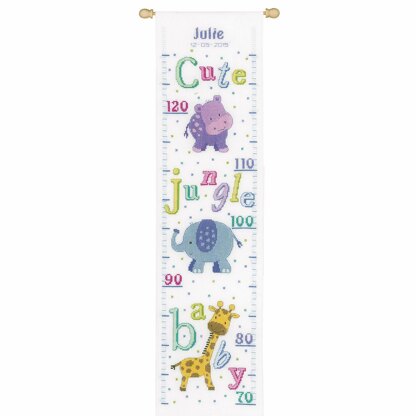 Vervaco Counted Cross Stitch Height Chart: Baby Animals Cross Stitch Kit