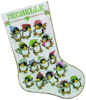 Design Works Skating Penguins Stocking Cross Stitch Kit