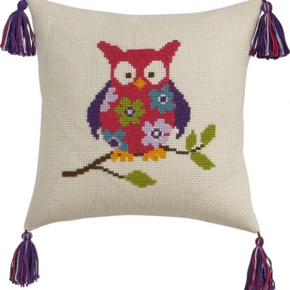 Permin Owl Cushion Cross Stitch Kit - 30x30cm