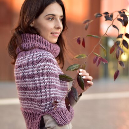 Heather Haze chunky knit turtleneck cape