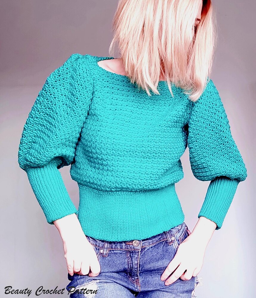 Sweater with puffy outlet sleeves