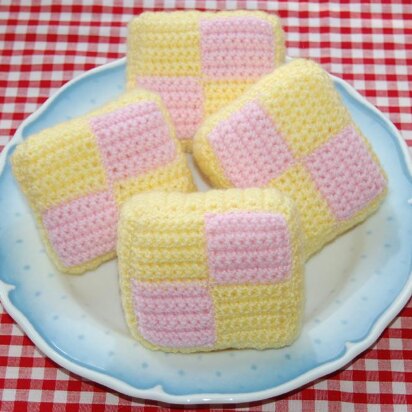 Crochet Pattern for Battenburg Slices / Cakes - Tea Party Food